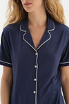 NAVY SHIRT COLLAR KNITTED PAJAMAS