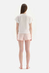 WHITE CREW-NECK PRINTED KNITTED SHORTS PAJAMAS