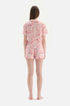 SALMON SHIRT COLLAR PRINTED KNITTED PAJAMAS
