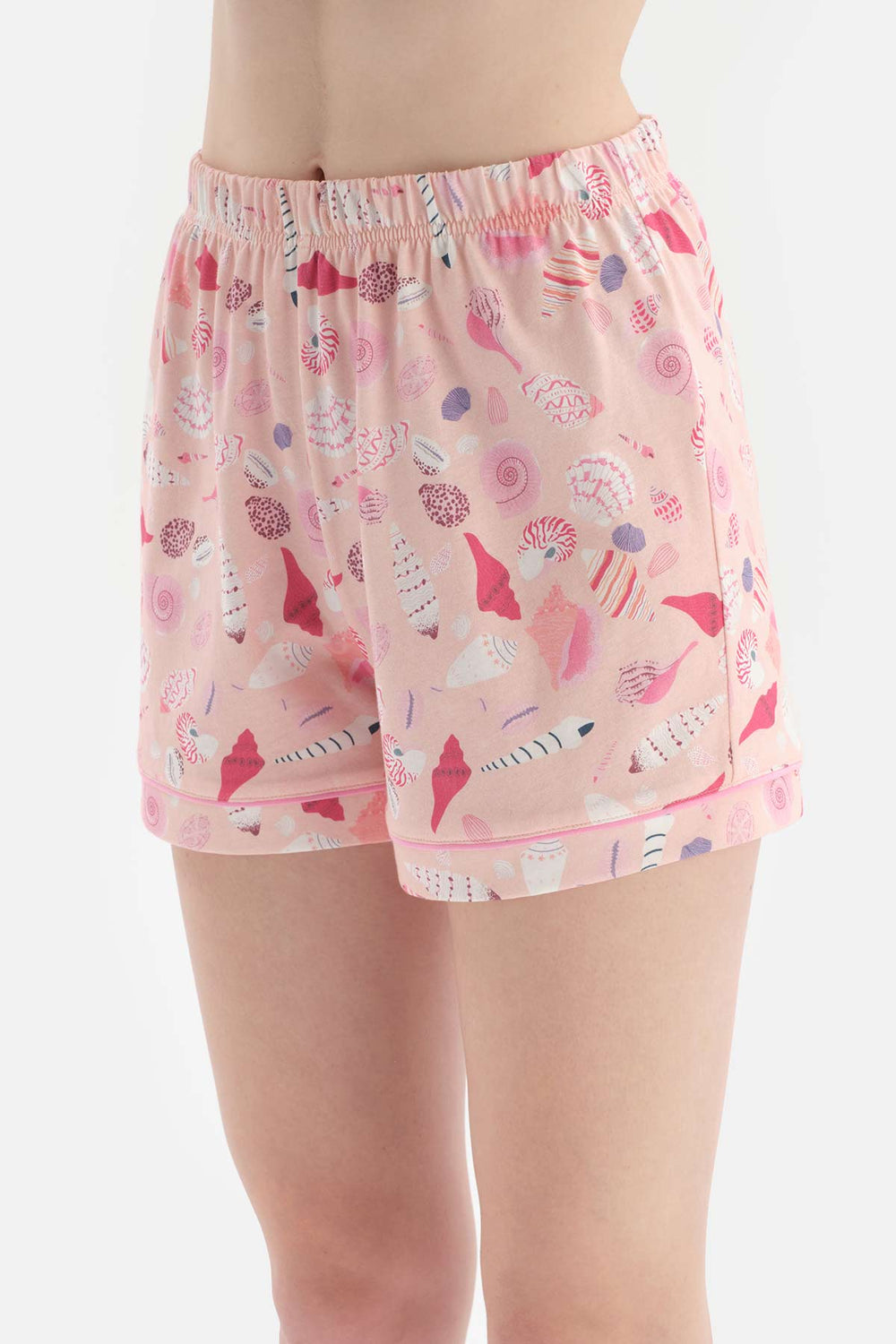 SALMON SHIRT COLLAR PRINTED KNITTED PAJAMAS