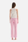 WHITE CREW-NECK ATHLET TOP STRIPED BOTTOM KNITTED PAJAMAS