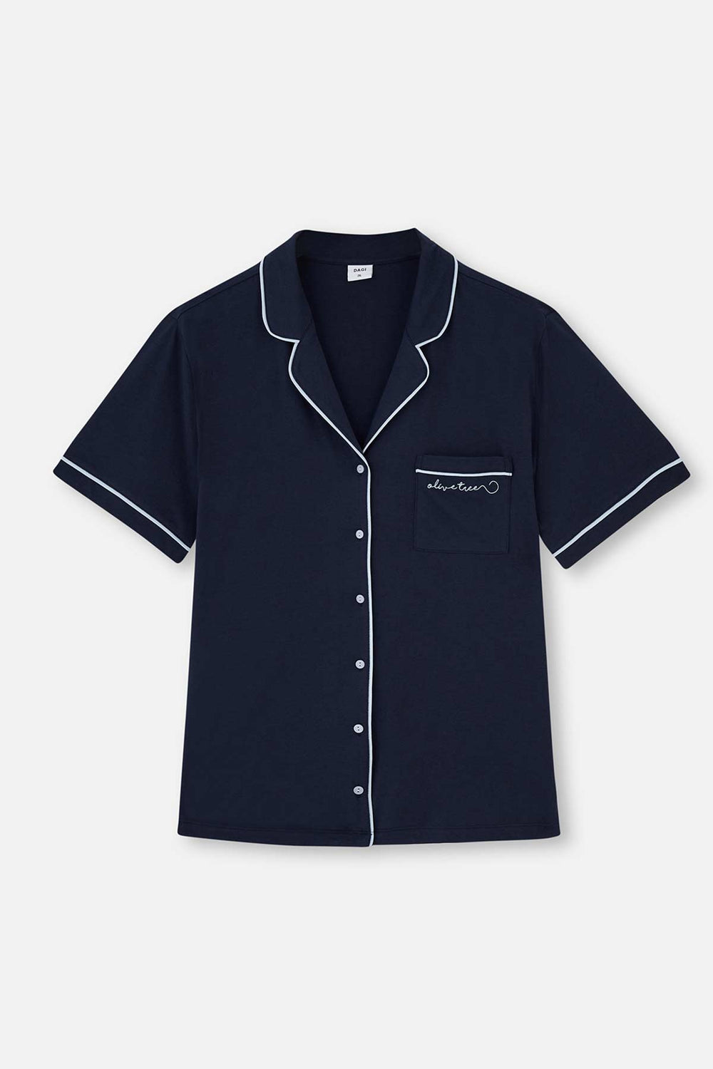 NAVY SHIRT COLLAR KNITTED PAJAMAS