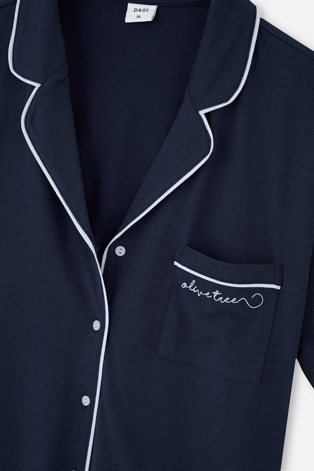 NAVY SHIRT COLLAR KNITTED PAJAMAS