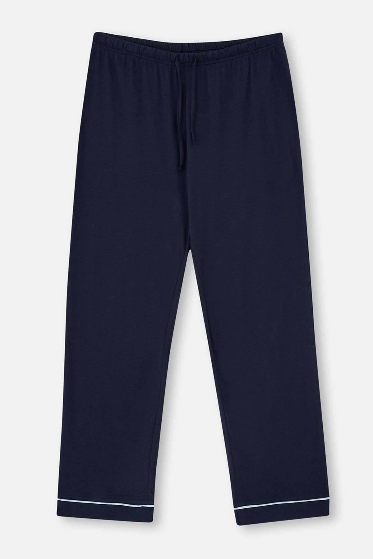 NAVY SHIRT COLLAR KNITTED PAJAMAS