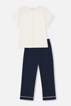 WHITE BLINING DETAILED BOAT COLLAR KNITTED PAJAMAS