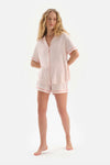LIGHT PINK SHIRT COLLAR SHORTS PAJAMA SUIT
