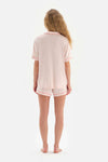 LIGHT PINK SHIRT COLLAR SHORTS PAJAMA SUIT