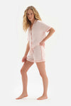 LIGHT PINK SHIRT COLLAR SHORTS PAJAMA SUIT