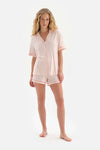 LIGHT PINK SHIRT COLLAR SHORTS PAJAMA SUIT
