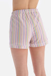 MULTICOLOUR SHIRT COLLAR STRIPED KNITTED PAJAMAS SUIT