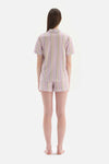 MULTICOLOUR SHIRT COLLAR STRIPED KNITTED PAJAMAS SUIT