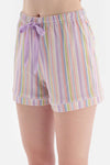 MULTICOLOUR SHIRT COLLAR STRIPED KNITTED PAJAMAS SUIT