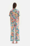 MULTICOLOUR SHIRT COLLAR FLORAL WOVEN PAJAMAS SUIT
