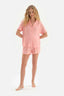 SALMON SHIRT COLLAR STRIPED KNIT SHORTS PAJAMAS SUIT