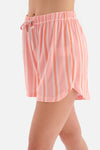 SALMON SHIRT COLLAR STRIPED KNIT SHORTS PAJAMAS SUIT