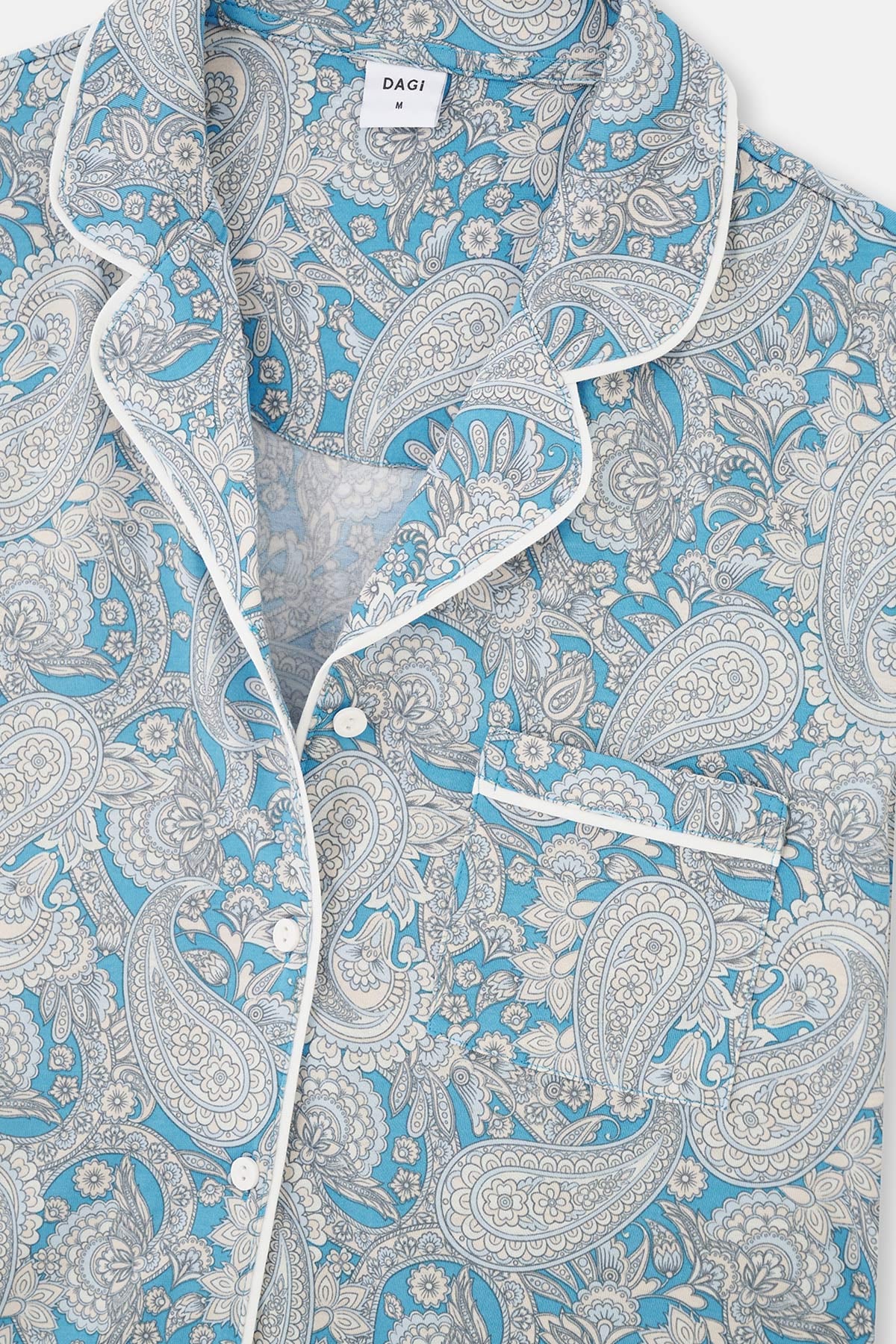 LIGHT BLUE SHIRT COLLAR SHAWL PATTERN KNITTED PAJAMAS