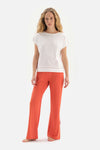 WHITE SHORT SLEEVE UPPER SPLIT BOTTOM KNITTED PAJAMAS SUIT