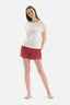 WHITE SHORT SLEEVE PRINTED KNITTED SHORTS PAJAMAS