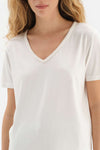 WHITE V-NECK SHORT SLEEVE KNITTED PAJAMAS SUIT