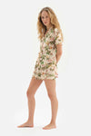 MULTICOLOUR SHIRT COLLAR TROPICAL PATTERNED PATTERN DETAILED SHORTS PAJAMA SUIT