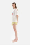 WHITE SHORT SLEEVE PRINT DETAILED SHORTS PAJAMAS SUIT
