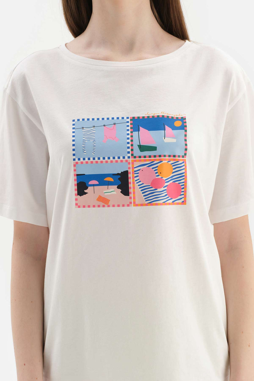 WHITE SHORT SLEEVE PRINT DETAILED SHORTS PAJAMAS SUIT