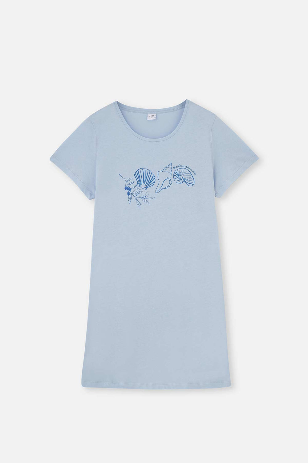 LIGHT BLUE PRINTED KNITTED NIGHTSHIRT