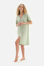 LIGHT GREEEN KNITTED NIGHTWEIGHT WITH V-NECK SATIN GARNISH