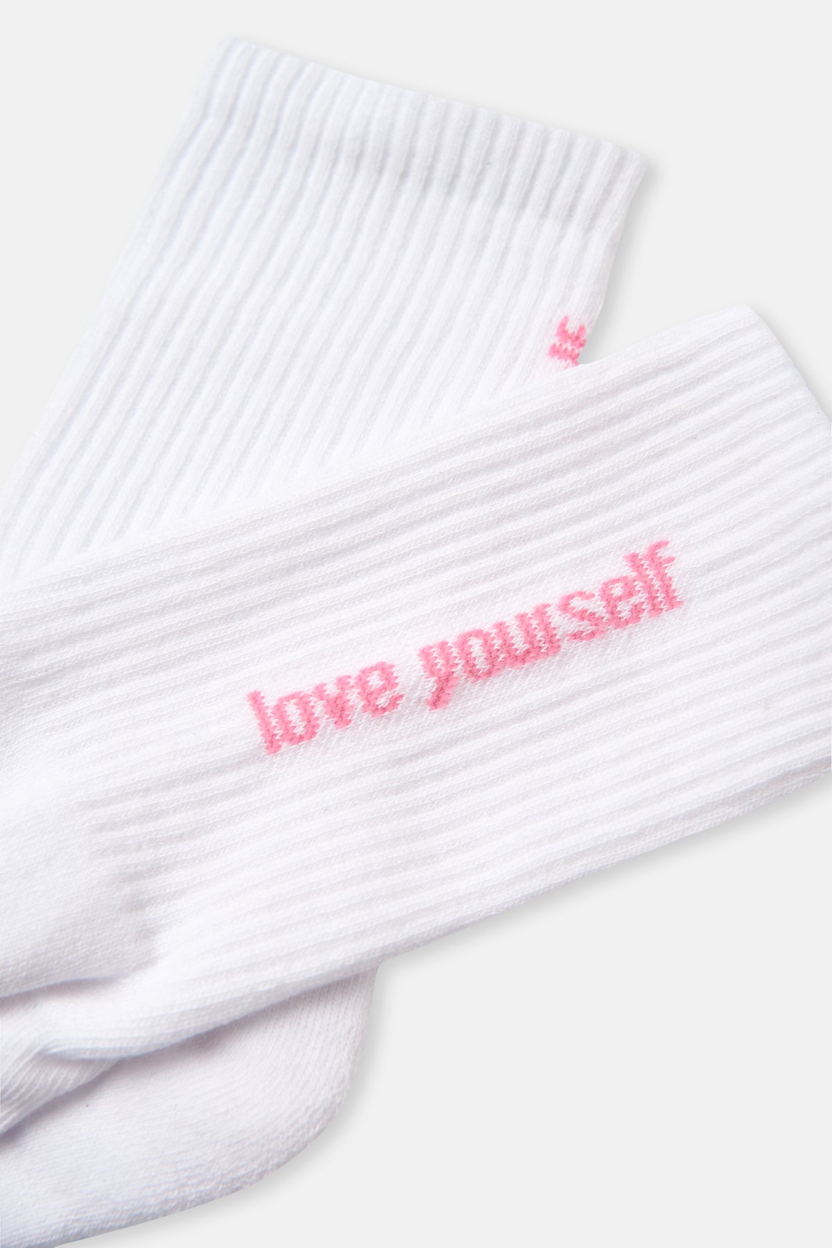 Beyaz Kadın Spor Çorap Love Yourself