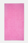 Pembe Çizgi Dokulu Düz Renk Havlu 85X150