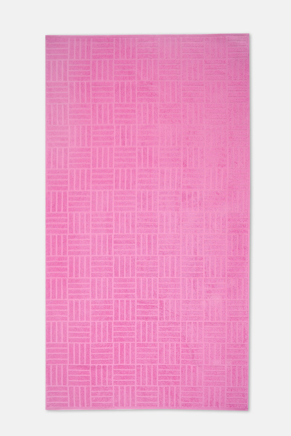 Pembe Çizgi Dokulu Düz Renk Havlu 85X150