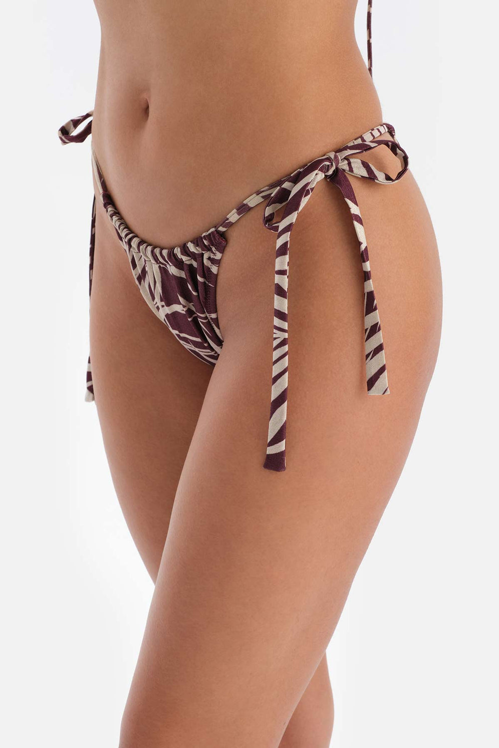 Bordo-Ekru Brazilian Bikini Altı