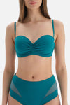 Petrol Straplez Kaplı Bikini Üstü