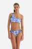Mavi - Beyaz Tek Omuz Bikini Üstü