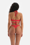 Kırmızı Boyundan Bağlı Bikini Üstü