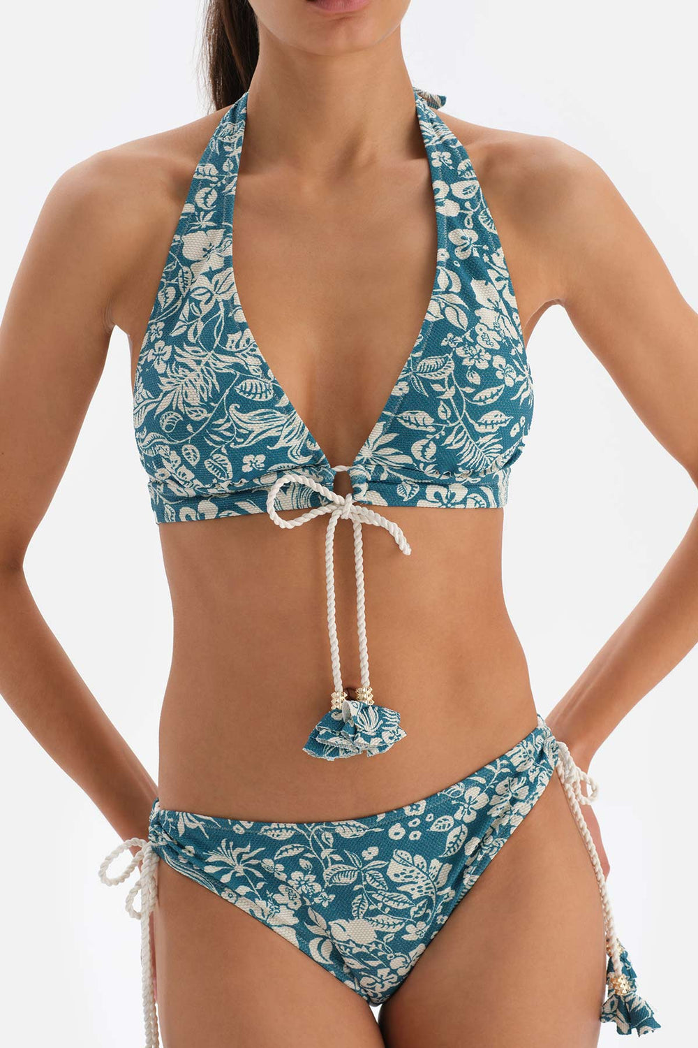 GREEN - ECRU BIKINI TOP