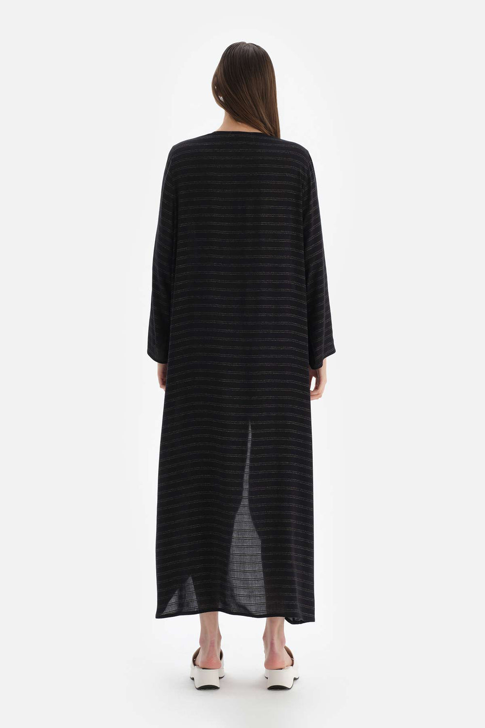 Siyah Uzun Kol Viskon Kimono