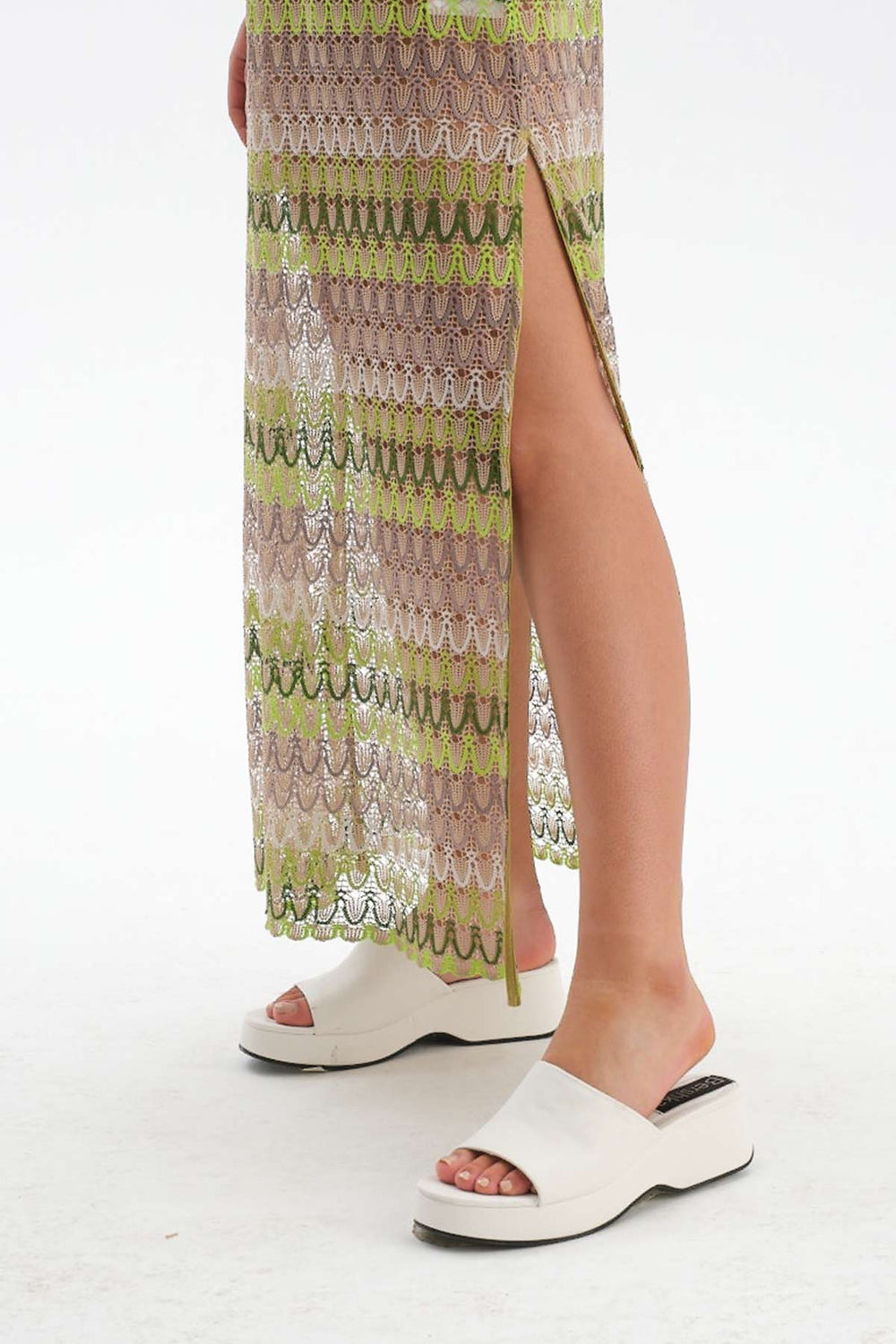 GREEN - ECRU DRESS