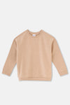Brown Melange RIB DETAILED BIS COLLAR SWEATSHIRT