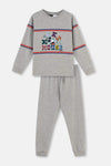 Grey Melange MICKEY MOUSE LICENSED CREW-NECK LONG SLEEVE PAJAMAS SUIT