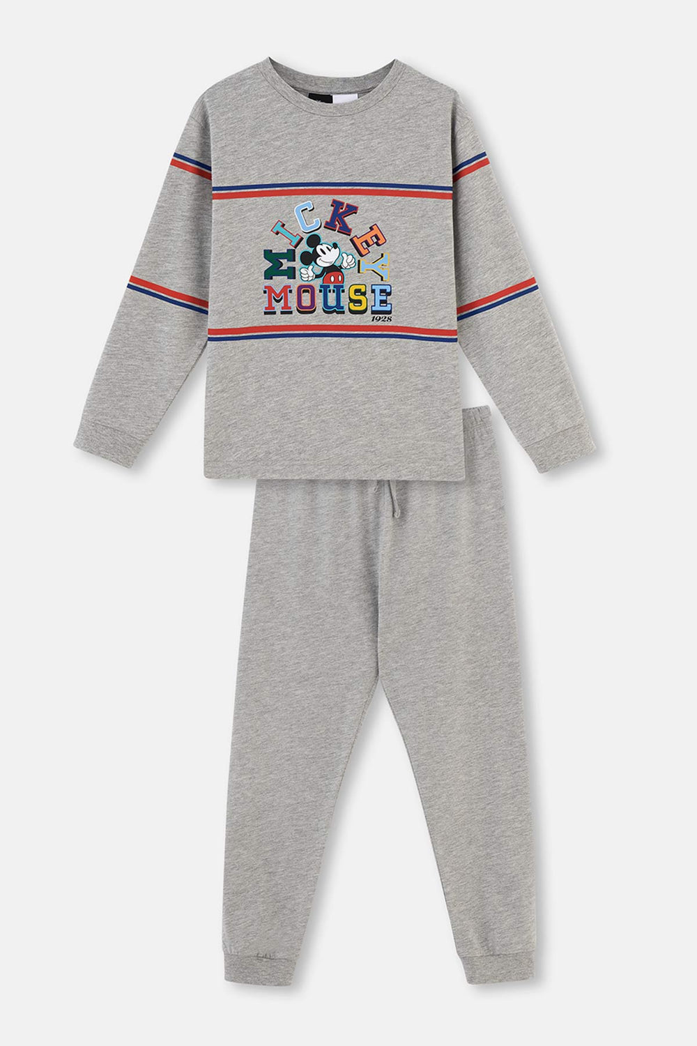 Grey Melange MICKEY MOUSE LICENSED CREW-NECK LONG SLEEVE PAJAMAS SUIT