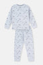 Blue DINOSAUR PRINTED LONG SLEEVE PAJAMA SUIT