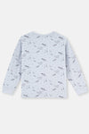 Blue DINOSAUR PRINTED LONG SLEEVE PAJAMA SUIT
