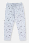 Blue DINOSAUR PRINTED LONG SLEEVE PAJAMA SUIT