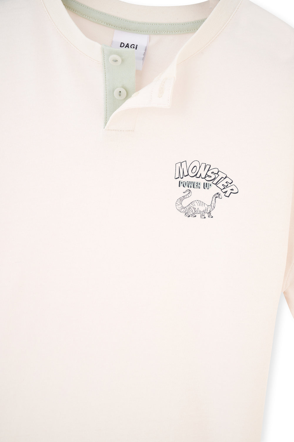 Ecru SHORT SLEEVE PRINT DETAILED KNITTED PAJAMAS SUIT