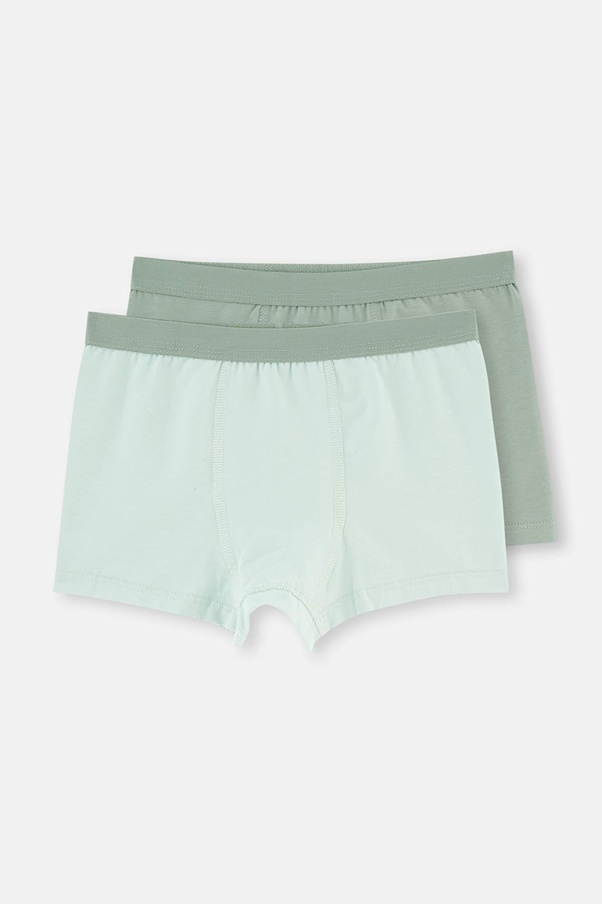 Yeşil 2'Li Erkek Çocuk Pamuklu Boxer