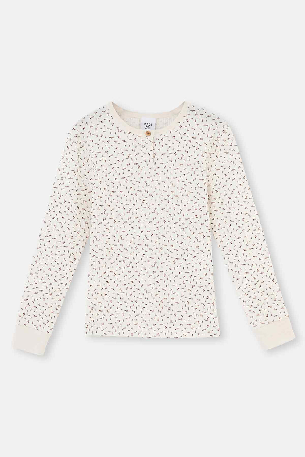 Ecru SIZE PRINTED LONG SLEEVE HALF-PLEED PAJAMAS SUIT