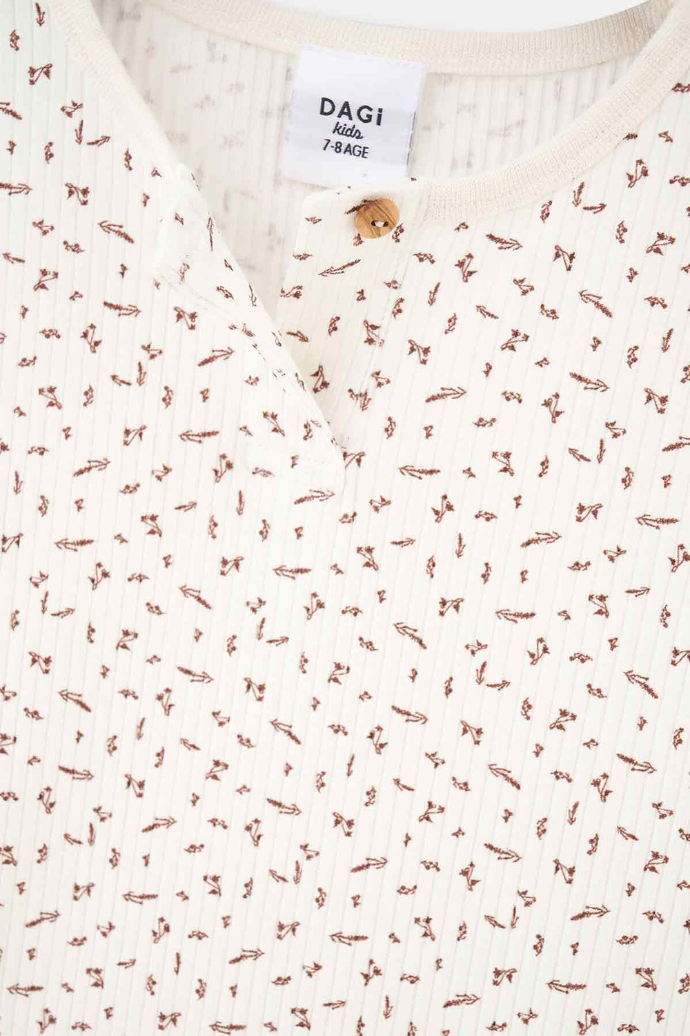 Ecru SIZE PRINTED LONG SLEEVE HALF-PLEED PAJAMAS SUIT