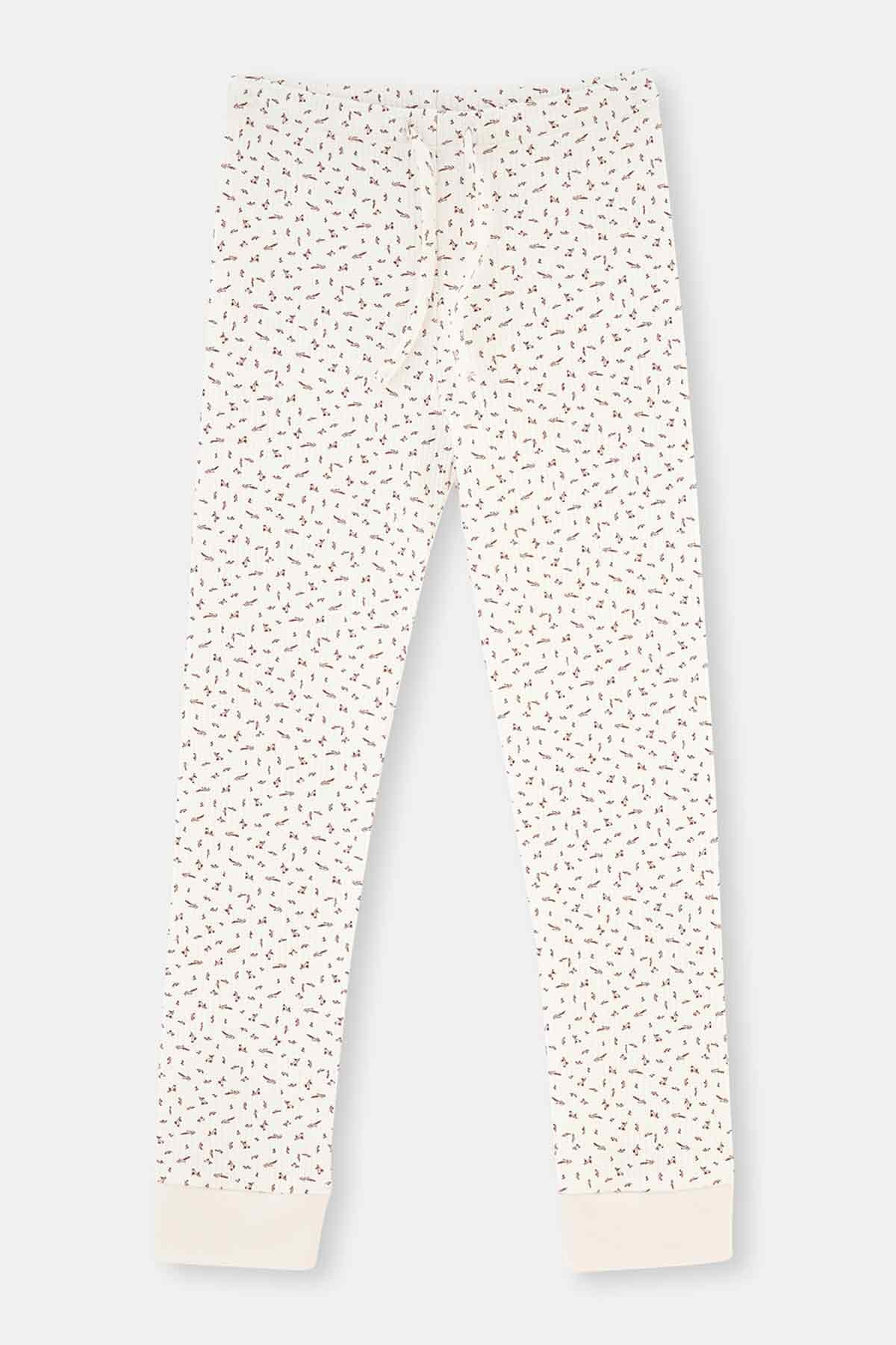 Ecru SIZE PRINTED LONG SLEEVE HALF-PLEED PAJAMAS SUIT