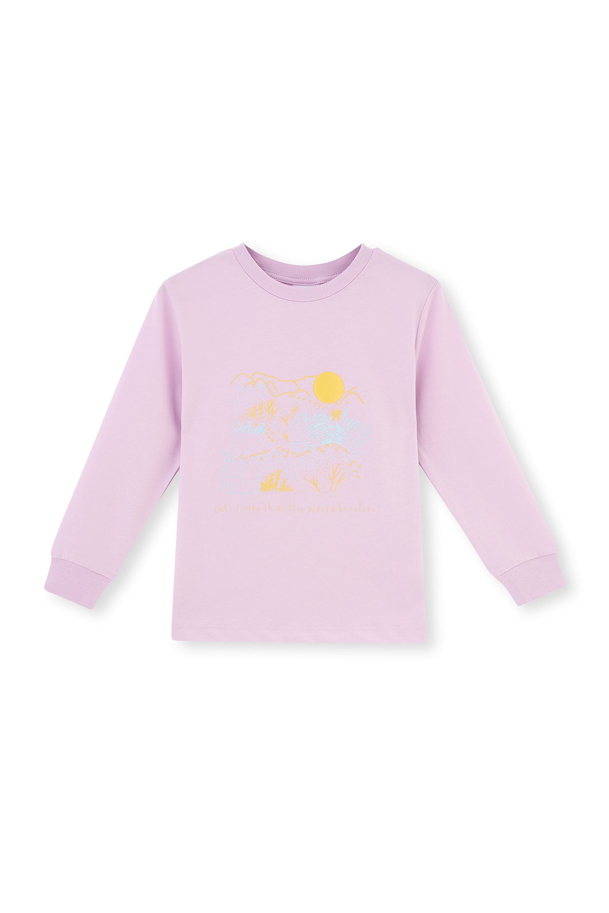 Lila Baskı Detaylı Uzun Kollu Pijama Takımı